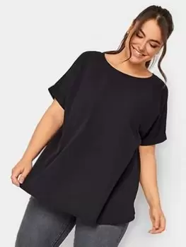 Image of Yours Short Sleeve Boxy Top Black, Size 16, Women