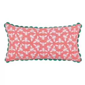 image of Joules Permaculture Border Cotton Cushion - Multi