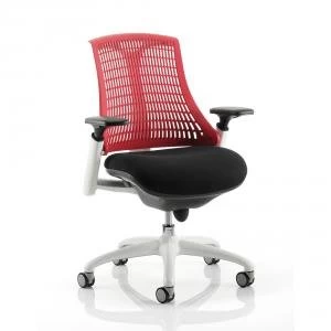 Trexus Flex Task Operator Chair With Arms Black Fabric Seat Red Back