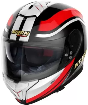 Image of Nolan N80-8 50TH Anniversary N-Com Helmet, black-white-red, Size 2XL, black-white-red, Size 2XL