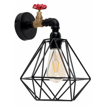 image of Industrial Black Wall Light + Black Metal Light Shade