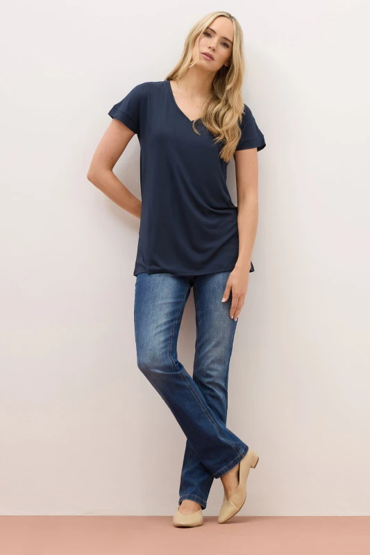 Image of Long Tall Sally Womens Tall Premium V-Neck Modal T-Shirt in Blue Size: 10 Blue Female 10