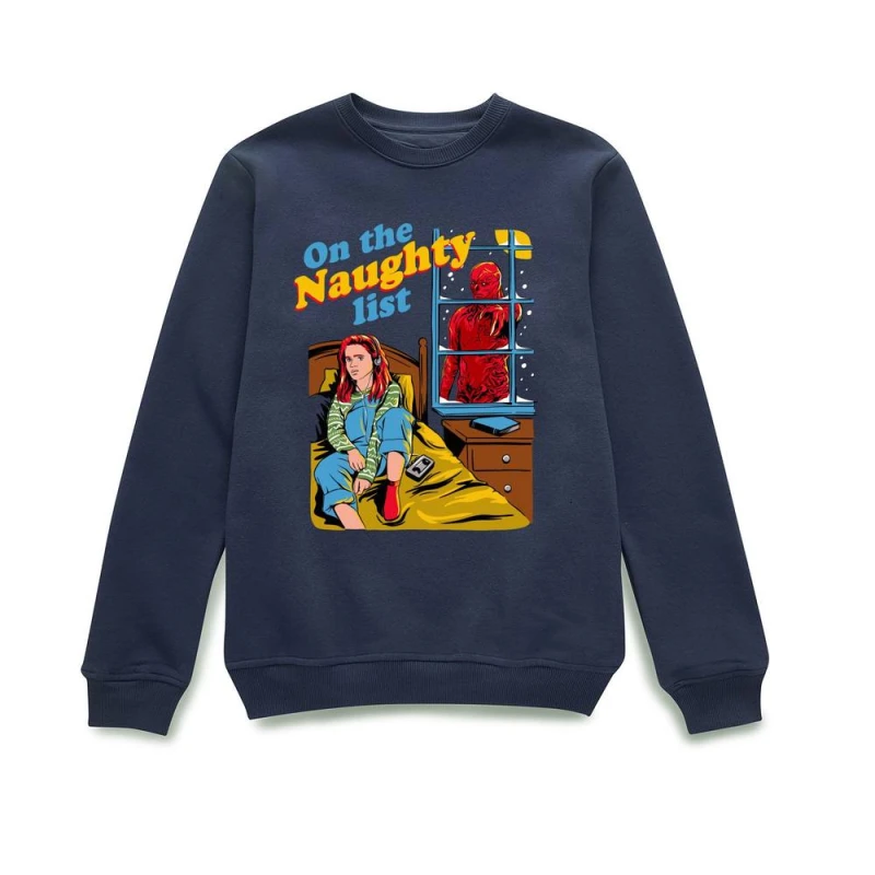 Image of Stranger Things On The Naughty List Christmas Jumper - Navy - S