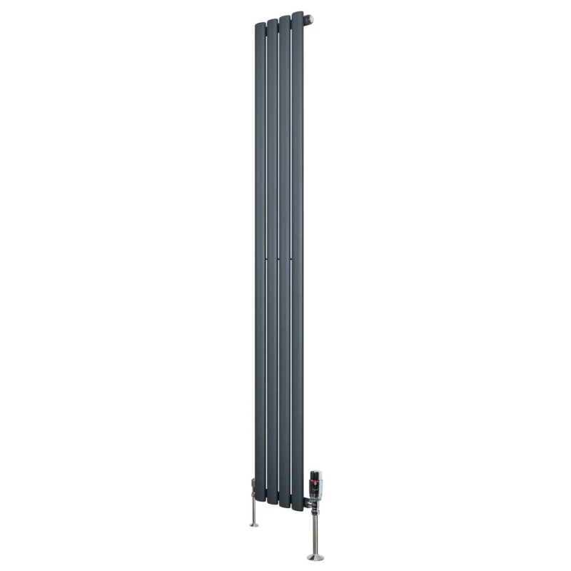 Image of Monstershop Oval Single Column Radiator & Valves - 1800mm x 240mm - Anthracite in Grey Grey Unisex