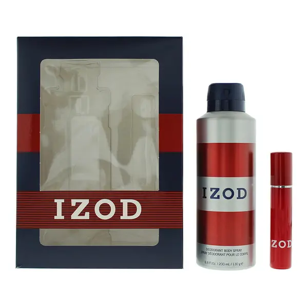 image of Izod Red 2 Piece Gift Set: Eau de Toilette 15ml - Body Spray 200ml