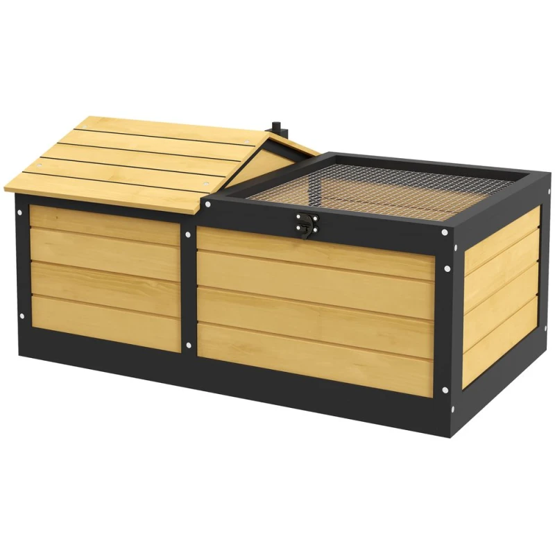 Image of PawHut Wooden Tortoise House, Small Pet Reptile, Yellow D40-023V00YL