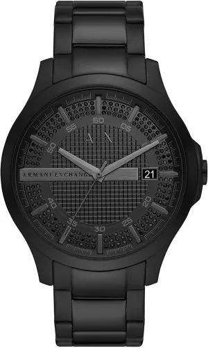 Image of Armani Exchange Mens Three-Hand Date Stainless Steel Watch - Black