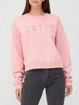 Image of Levis Graphic Diana Crew Neck Sweat Top - Pink, Size L, Women