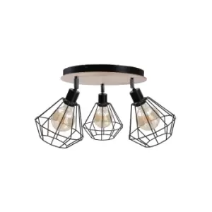 image of Atwood Ceiling Spotlight Clusters Black, Wood, 34cm, 3x E27