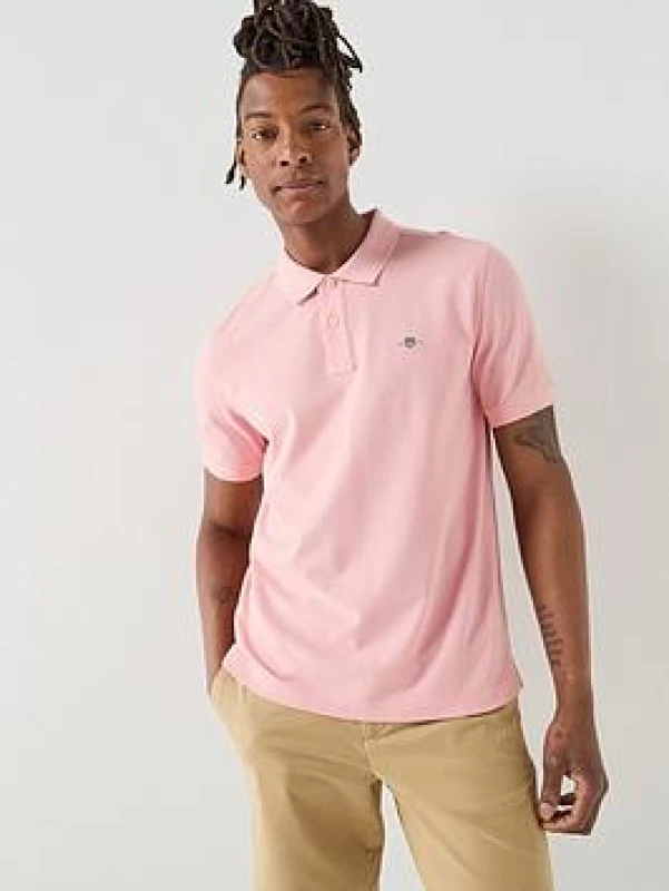 Image of Gant Regular Shield Pique Polo Shirt Bubblegum Pink XXL