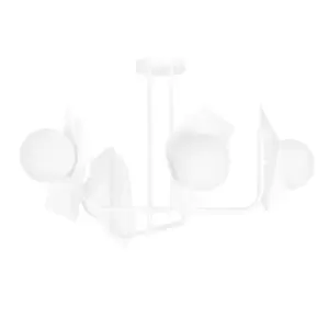 Image of Emibig Thord White DesignerSemi Flush Light with White Glass Shades, 4x E14