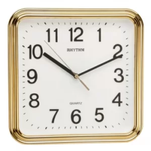 Rhythm Polished Gold Finish Square Wall Clock