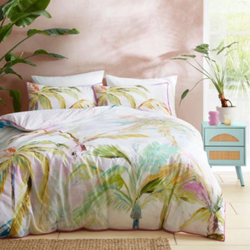 Image of Appletree 'Leilani' 100% Cotton Tropical Print Duvet Cover Set in Green Size: Double Green Unisex Double