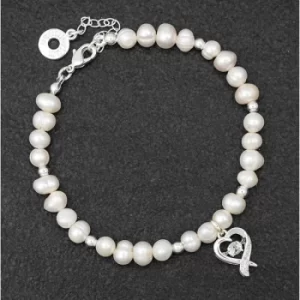 Image of Freshwater Pearl & Silver Plated Beads Charm Bracelet