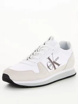 Image of Calvin Klein Jeans Runner Sock Lace Up NY Trainers - White, Size 7, Men