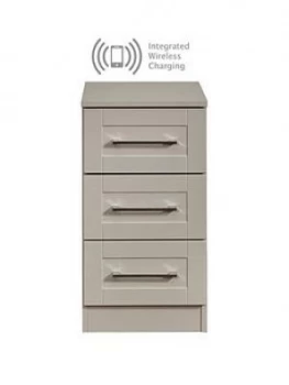 Image of Swift Larson Ready Assembled 3 Drawer Bedside Chest With Integrated Wireless Charging