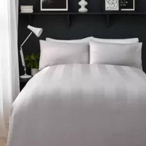 Image of Capri Dobby Stripe 100% Cotton 200 Thread Count Duvet Cover Set, Silver, Double - Appletree Boutique