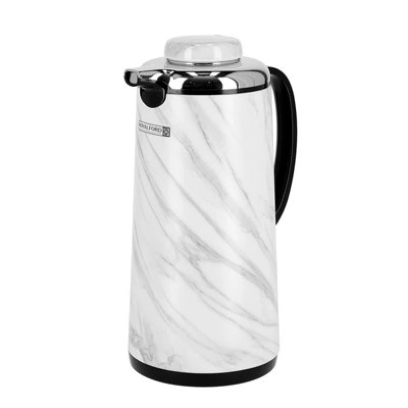Image of Royalford Marble Vacuum Flask Double Walled Insulated Tea Carafe 1600ML/54OZ Jug White unisex