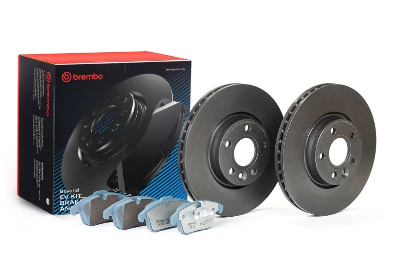 Image of BREMBO KT 08 049 Brake disc and pads set BEYOND LINE - EV with accessories, Brake Disc Type: internally vented, excl. wear warning contact, with anti-