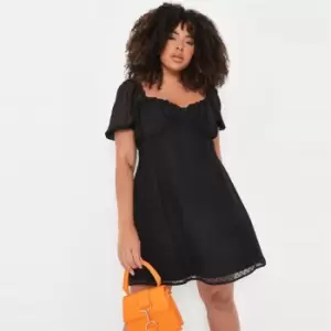 Image of Missguided Ss Dobby Woven Milkmaid Mini - Black