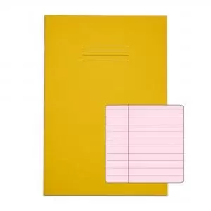 image of RHINO A4 Tinted Exercise Book 48 Pages 24 Leaf Yellow with Pink Paper