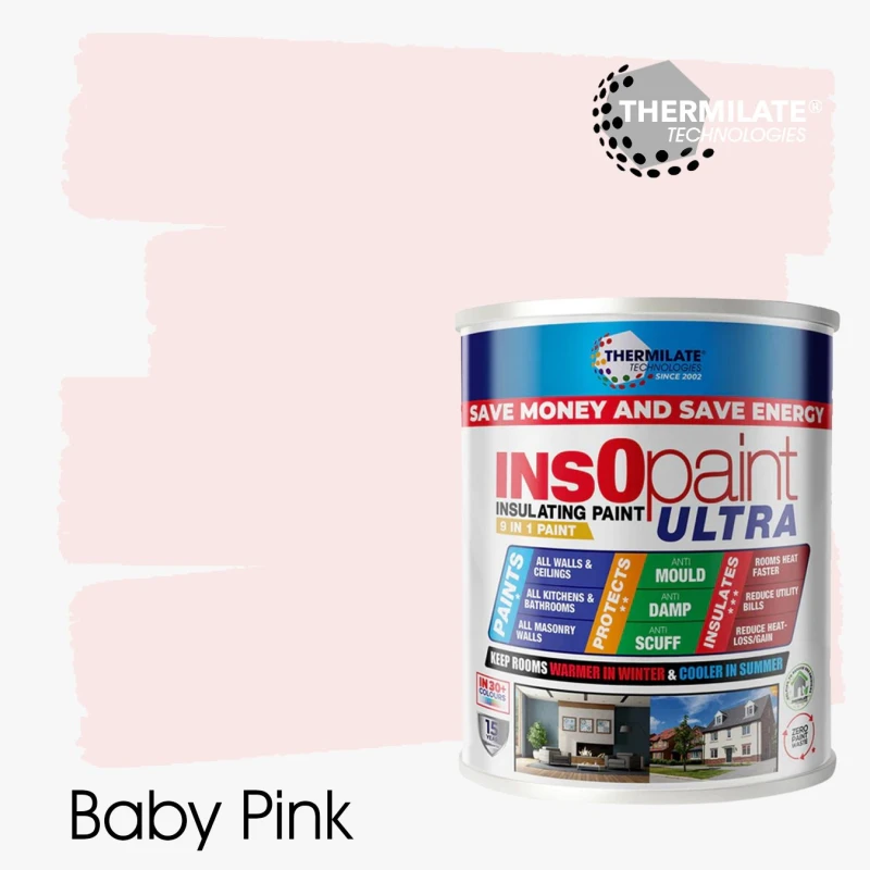 Image of THERMILATE TECHNOLOGIES InsOpaint ULTRA - 9 IN 1 Interior & Exterior Paint - 1L in Baby Pink Baby Pink Unisex 1L