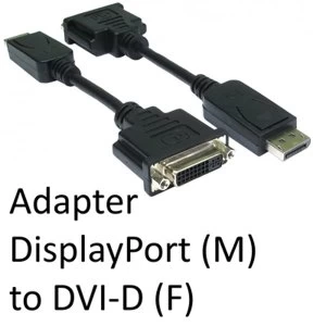 Image of DisplayPort 1.2 (M) to DVI-D (F) Black OEM Adapter