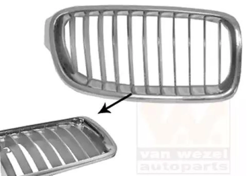 Image of VAN WEZEL 0670414 Radiator Grill ** Equipart ** Right, grey, chrome Radiator Grille (472)