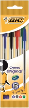 Image of Bic Assorted Cristal Medium Ball Point 4 Pen Pouch 8308621