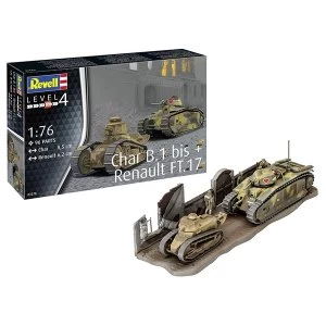 Image of Char B.1 bis & Renault FT.17 1:76 Revell Model Kit