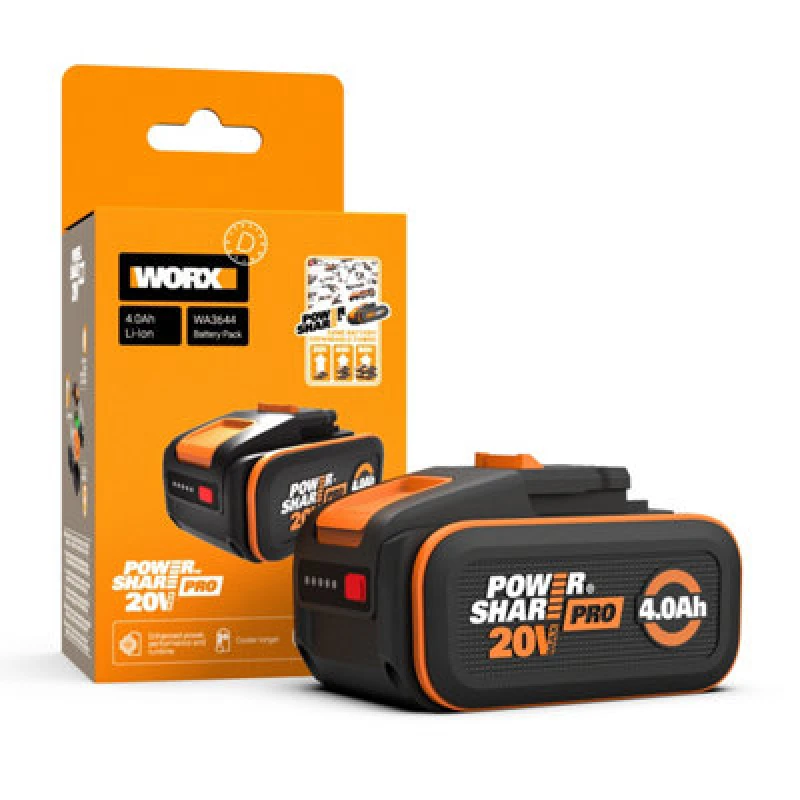 Image of Worx WA3644 20V PowerShare Pro 4.0Ah High Capacity Battery