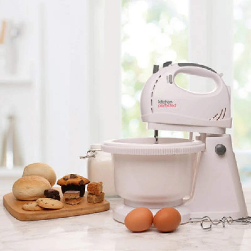 Image of Kitchenperfected 300W Hand Mixer With 2Ltr Rotating Bowl - White