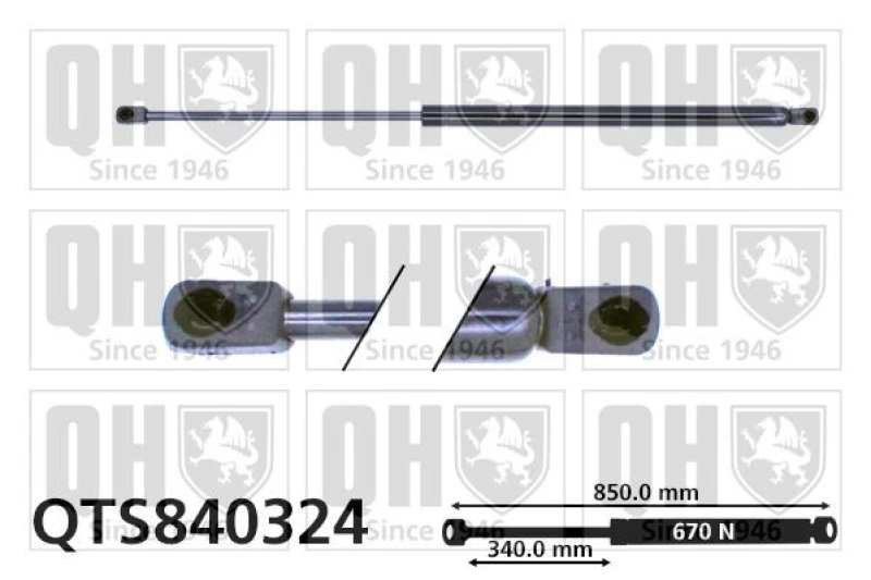 Image of QUINTON HAZELL Tailgate strut QUINTON HAZELL QTS840324
