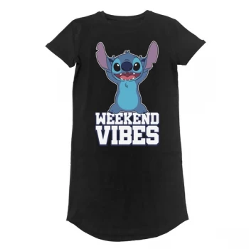 Image of Lilo And Stitch - Weekend Vibes Womens Large T-Shirt Dress - Black
