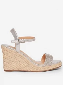 image of Dorothy Perkins Raaraa Embellished Wedge Sandal - Grey