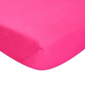 Image of Catherine Lansfield Non-Iron Double Fitted Sheet - Hot Pink