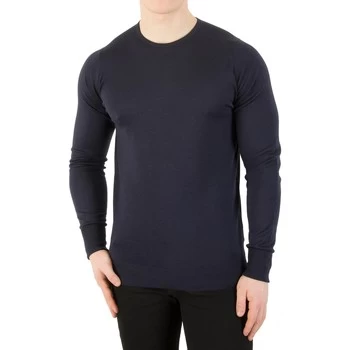 image of John Smedley Marcus Crew Neck Knit mens Sweater in Blue - Sizes UK S,UK L,UK XL,UK XXL