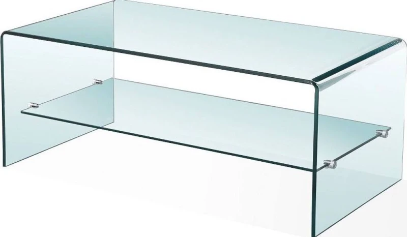 Image of That's Furniture Luna Clear Glass Coffee Table With Shelf