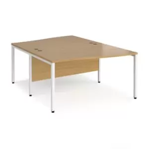 Image of Office Desk 2 Person Wave Desk 1400mm Oak Tops With White Frames Maestro 25