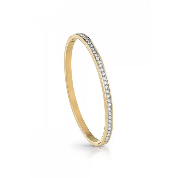 Image of Guess Jewellery Ladies Gold Plated Clear Crystal Bangle UBB02248YGL