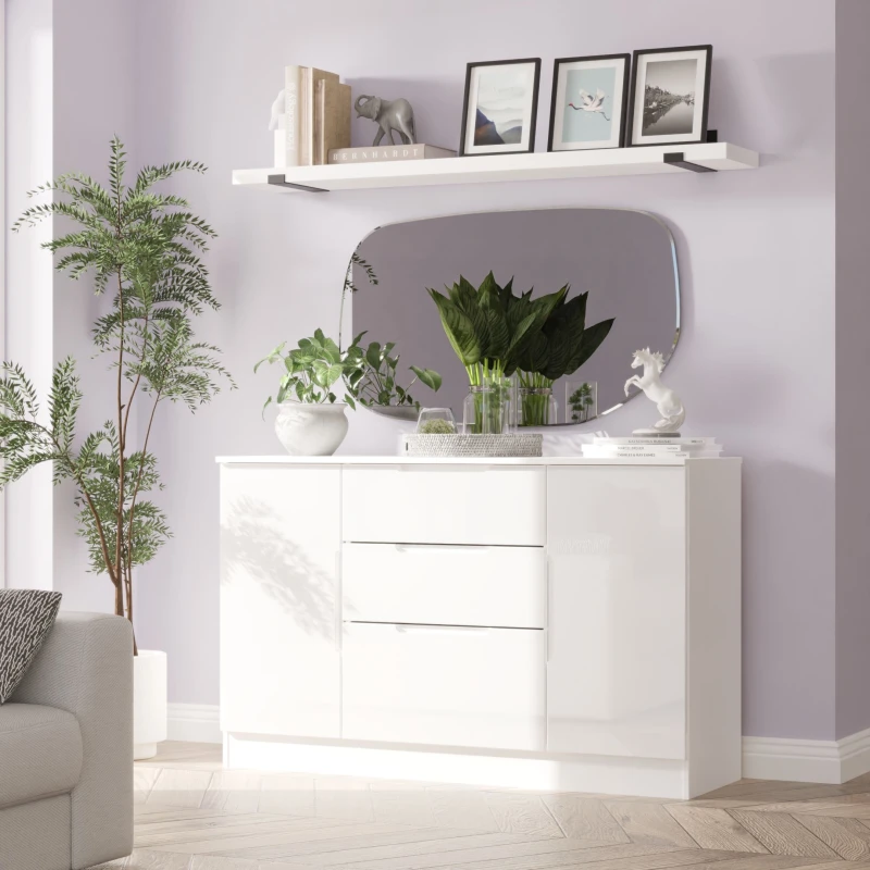 Image of Ready Assembled 2 U Lucca 2 Door 3 Drawer Sideboard (Ready Assembled) in White Size: Large White Unisex Large