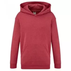 Image of Fruit of the Loom Childrens/Kids Classic Hooded Sweatshirt (12-13 Years) (Heather Red)