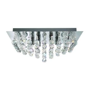 Image of 8 Light Ceiling Semi Flush Light Chrome, Crystal Glass, G9