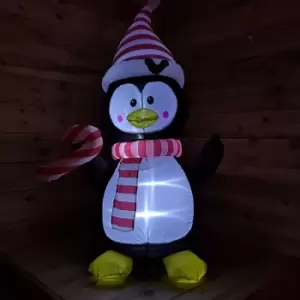 Image of Samuel Alexander - 4ft (120cm) LED Christmas Inflatables Outdoor Penguin w/ Candy Cane Decorations