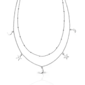 image of Allegory Celestial Silver Star & Moon Double Row Necklace