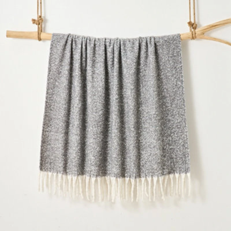 Image of Allure Bath Fashions Aisling Faux Mohair Throw Blanket 127 X 170Cm - Graphite