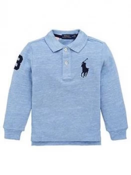 image of Ralph Lauren Boys Classic Long Sleeve Big Pony Polo Shirt - Blue, Size 14-16 Years, L