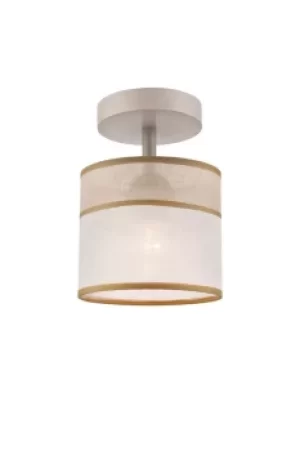 image of Andrea Cylindrical Ceiling Light With Fabric Shade White Beech, 1x E27