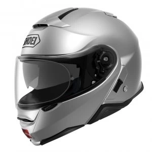 image of (L) Shoei Neotec 2 Plain Light Motorcycle Helmet Silver