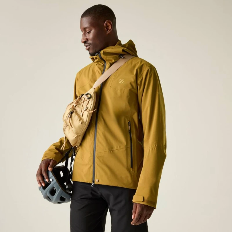 Image of Dare 2b Mens Apex 3 Layer Hooded Walking Waterproof Jacket in Tan Size: Medium Tan Male M